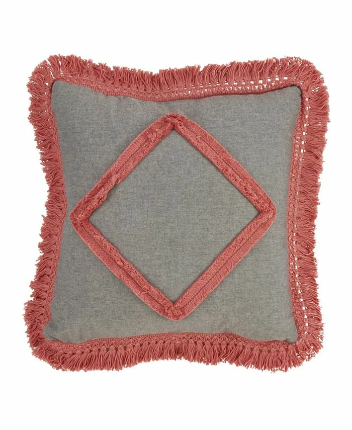 Saro Lifestyle Ce Applique Fringed Decorative Pillow, 18 X 18 1 Saro Lifestyle Ce Applique Fringed Decorative Pillow, 18 X 18