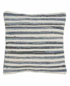 Saro Lifestyle Chindi Denim Striped Decorative Pillow, 18 X 18