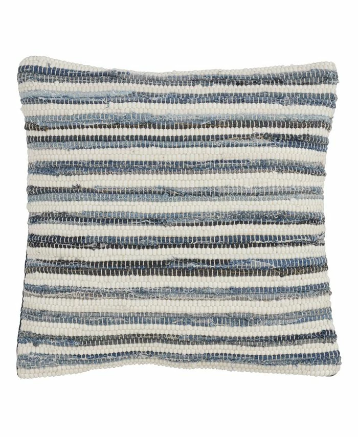 Saro Lifestyle Chindi Denim Striped Decorative Pillow, 18 X 18 1 Saro Lifestyle Chindi Denim Striped Decorative Pillow, 18 X 18