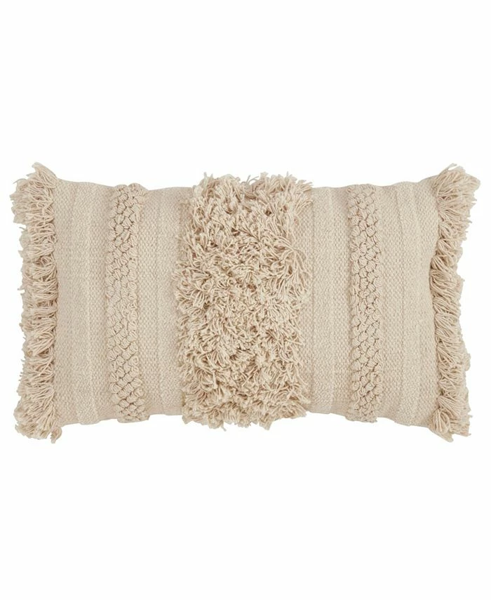 Saro Lifestyle Fringe Striped Decorative Pillow, 12 X 20 1 Saro Lifestyle Fringe Striped Decorative Pillow, 12 X 20