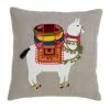 Saro Lifestyle Ge Embroidered Llama Cotton Throw Pillow, 18 X 18