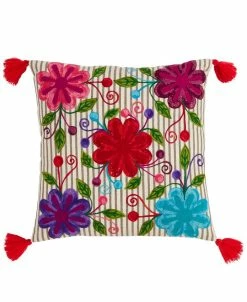 Saro Lifestyle Ge Petal Embroidered Decorative Pillow, 18 X 18