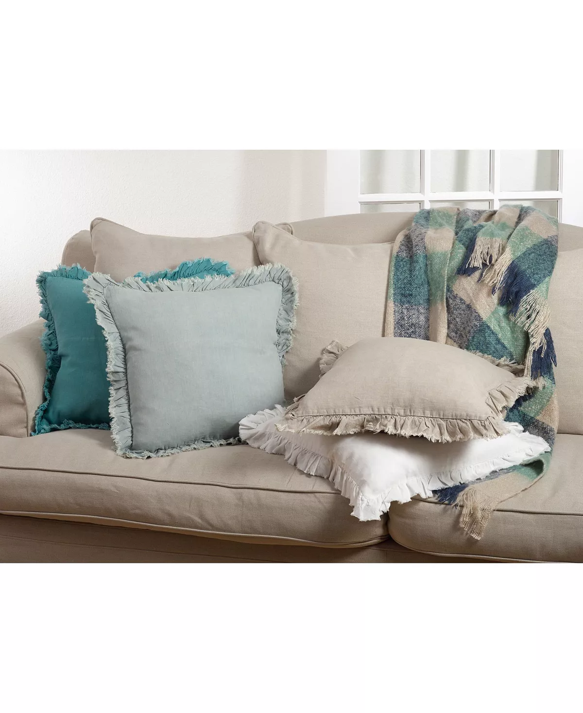 Saro Lifestyle Ruffled Linen Decorative Pillow, 20 X 20 2 Saro Lifestyle Ruffled Linen Decorative Pillow, 20 X 20 - Image 2