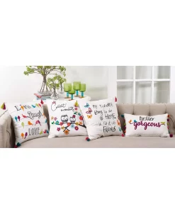 Saro Lifestyle Hello Gorgeous Tassel Trim Decorative Pillow, 12 X 18 6 Saro Lifestyle Hello Gorgeous Tassel Trim Decorative Pillow, 12 X 18 -Chic Home Shop 14839267 fpx