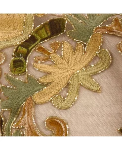 Saro Lifestyle Embroidered Floral Design Beaded Cotton Polyester Filled Throw Pillow, 18 X 18 -Chic Home Shop 14839725 fpx