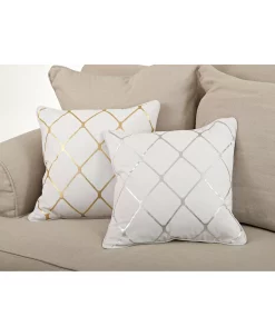 Saro Lifestyle Metallic Diamond Decorative Pillow, 18 X 18 -Chic Home Shop 14839750 fpx