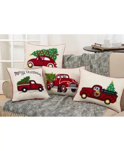 Saro Lifestyle Retro Christmas Red Truck Decorative Pillow, 16 X 16 -Chic Home Shop 14840418 fpx
