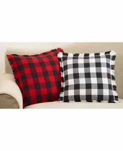 Saro Lifestyle Buffalo Plaid Fringed Decorative Pillow, 20 X 20 -Chic Home Shop 14840547 fpx