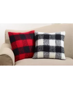 Saro Lifestyle Plaid Faux Mohair Decorative Pillow, 20 X 20 10 Saro Lifestyle Plaid Faux Mohair Decorative Pillow, 20 X 20 -Chic Home Shop 14840583 fpx