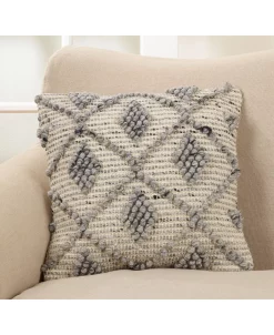 Saro Lifestyle Wool Blend Throw Pillow With Knotted Diamond Design, 18 X 18 6 Saro Lifestyle Wool Blend Throw Pillow With Knotted Diamond Design, 18 X 18 -Chic Home Shop 14840635 fpx