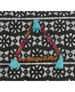 Saro Lifestyle Geometric Print Throw Pillow With Triangle Tassels, 18 X 18 7 Saro Lifestyle Geometric Print Throw Pillow With Triangle Tassels, 18 X 18 -Chic Home Shop 14841052 fpx