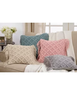 Saro Lifestyle Macrame Decorative Pillow, 18 X 18 -Chic Home Shop 14841071 fpx