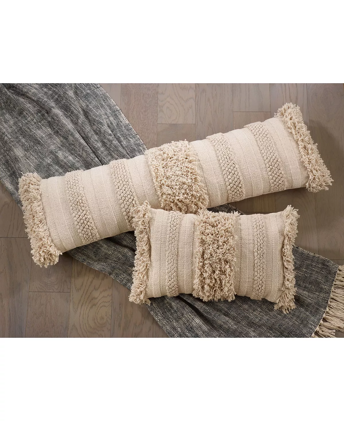 Saro Lifestyle Fringe Striped Decorative Pillow, 12 X 20 4 Saro Lifestyle Fringe Striped Decorative Pillow, 12 X 20 - Image 4