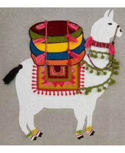 Saro Lifestyle Ge Embroidered Llama Cotton Throw Pillow, 18 X 18 -Chic Home Shop 14841197 fpx