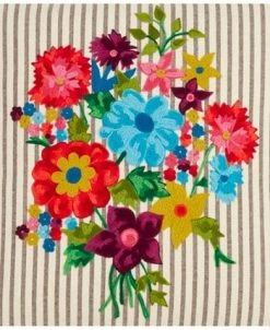 Saro Lifestyle Flower And Stripe Embroidered Decorative Pillow, 18 X 18 -Chic Home Shop 14841230 fpx