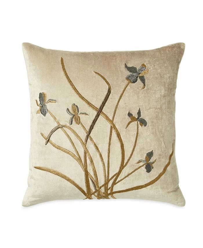 Michael Aram Iris Embroidered Velvet Decorative Pillow 18 X 18 1 Michael Aram Iris Embroidered Velvet Decorative Pillow 18 X 18