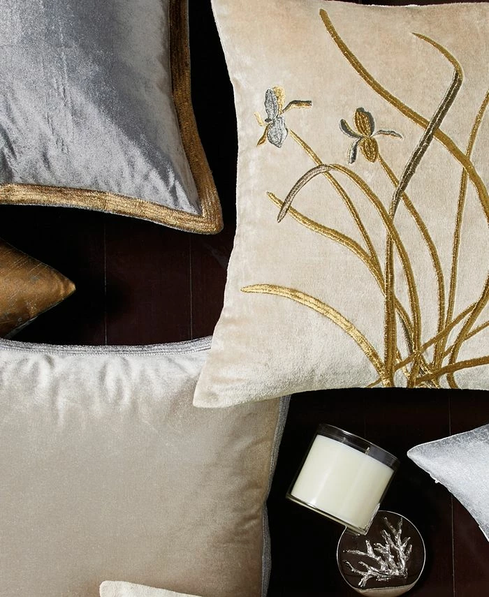 Michael Aram Iris Embroidered Velvet Decorative Pillow 18 X 18 4 Michael Aram Iris Embroidered Velvet Decorative Pillow 18 X 18 - Image 4