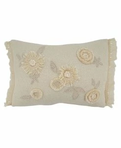 Saro Lifestyle Ge Flower Applique Decorative Pillow, 12 X 18