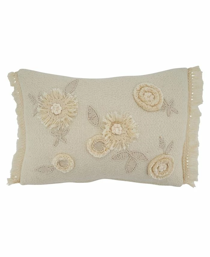Saro Lifestyle Ge Flower Applique Decorative Pillow, 12 X 18 1 Saro Lifestyle Ge Flower Applique Decorative Pillow, 12 X 18