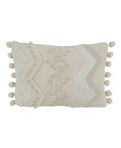 Saro Lifestyle Cord And Pom Pom Applique Decorative Pillow, 12 X 18