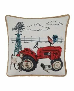Saro Lifestyle Farm Tractor Decorative Pillow, 18 X 18