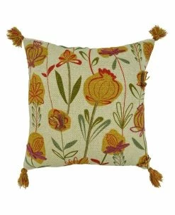 Saro Lifestyle Flowers Embroidered Decorative Pillow, 20 X 20