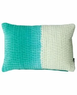 Mod Lifestyles Aqua Collection Ombre Velvet Kantha Stitch Pillow, 14 X 22
