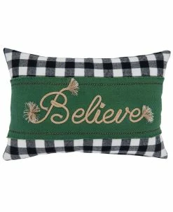 Saro Lifestyle Believe Buffalo Plaid Decorative Pillow, 12 X 18