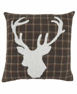 Saro Lifestyle Reindeer Plaid Decorative Pillow, 18 X 18