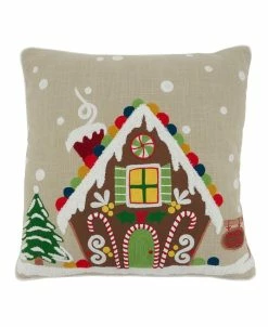 Saro Lifestyle Gingerbread House Decorative Pillow, 18 X 18