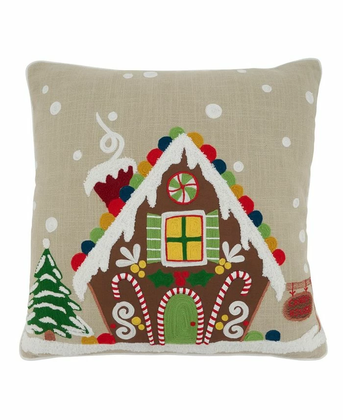 Saro Lifestyle Gingerbread House Decorative Pillow, 18 X 18 1 Saro Lifestyle Gingerbread House Decorative Pillow, 18 X 18