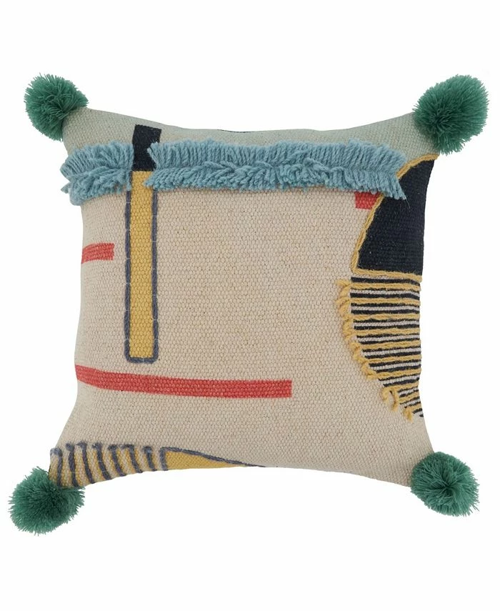 Saro Lifestyle Pom Pom Embroidered Decorative Pillow, 16 X 16 1 Saro Lifestyle Pom Pom Embroidered Decorative Pillow, 16 X 16