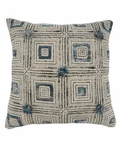 Saro Lifestyle Block Print Embroidered Decorative Pillow, 20 X 20