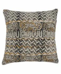 Saro Lifestyle Block Embroidered Decorative Pillow, 20 X 20