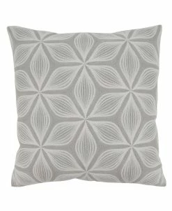 Saro Lifestyle Geometric Florals Embroidered Decorative Pillow, 18 X 18
