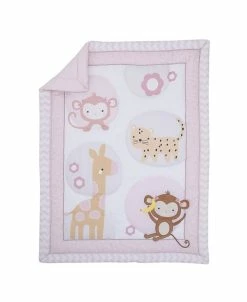 NoJo Sweet Jungle Friends Monkey, Cheetah And Giraffe With Polka Dots And Flowers Nursery Crib Bedding Set, 3 Piece