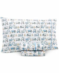 Charter Club Kids Onstruction Truck 3-Pc. Cotton Sheet Set, Twin, Created For Macy's