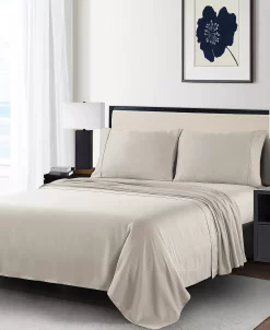 Anne Klein Reverie Cotton Under 200-Thread Count 4 Piece Full Solid Sheet Set -Chic Home Shop 21771435 fpx