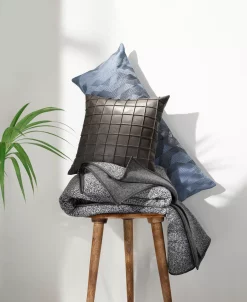 Hotel Collection Boucle Faux Leather Trim Throw, 50 X 70, Created For Macy's -Chic Home Shop 22180774 fpx