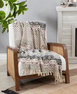 Saro Lifestyle Throw Blanket With Block Print Design, 70 X 47 -Chic Home Shop 22260331 fpx