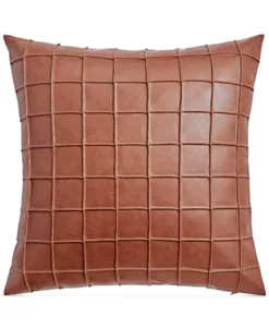 Hotel Collection Pleated Faux Leather Decorative Pillow, 18 X 18, Created For Macy's -Chic Home Shop 22360953 fpx