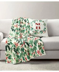 The Mountain Home Collection Y Noel Led Holy Berry 2Pk Pillow & Throw