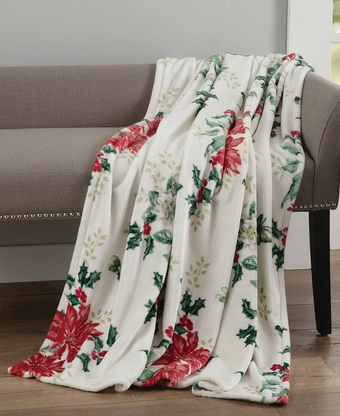 Lenox Poinsettia Throw, 50 X 60 1 Lenox Poinsettia Throw, 50 X 60