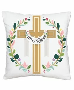 Big Dot Of Happiness Religious Easter - Home Decorative Cushion Case Throw Pillow Cover - 16 X 16 In
