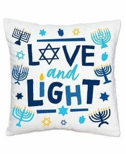 Big Dot Of Happiness Ukkah Menorah Chanukah Holiday Home Decorative Throw Pillow Cover 16 X 16