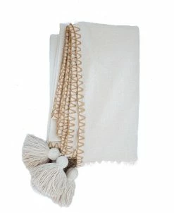 Anaya Home Blanket Stitch Throw With Tassels 50x70