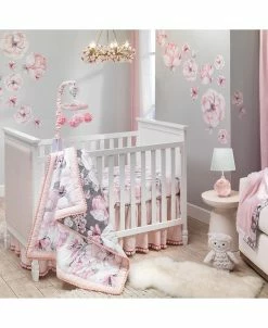 Lambs & Ivy Signature Botanical Baby Watercolor Floral 4-Piece Crib Bedding Set
