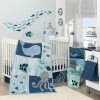 Lambs & Ivy Oceania Blue/Gray/White Whale With Octopus And Fish Nautical Ocean 6-Piece Nursery Baby Crib Bedding Set